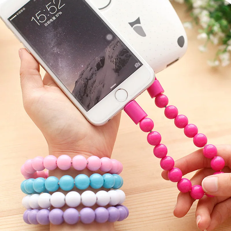 

Beads Bracelet Data Line Mobile Phone 2A Speed Charger Data Cable For IPhone For Huawei TypeC Mirco USB Beads Bracelet