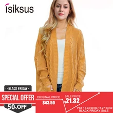 Isiksus 2018 Knitted Long Cardigan Sweater Women Autumn Winter 2018 Cotton Black Sweaters Female Casual Jumper Plus Size SW018(China)