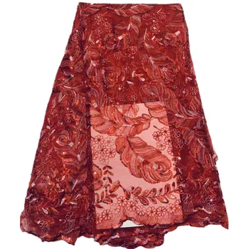 

New arrival cheap price branches and big leaves pattern with sequins French Lace for dress CD47 Free Shipping Tulle Lace Fabric