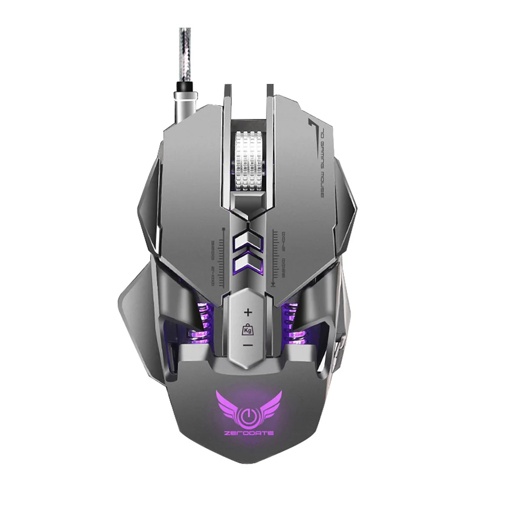 

ZERODATE X300GY USB Wired Gaming Mouse Mechanical Game Mice Adjustable 3200DPI 7 Programmable Buttons LED Lighting Effect