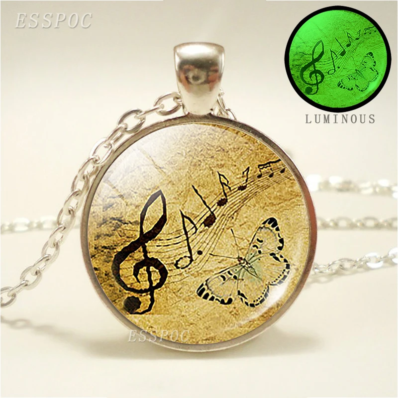 Musical Score Necklace Art Glass Round Pendant Nightlight Gift Musical Butterfly Jewelry Music Gift Lover Musician Piano Teacher Musical Score Necklace Art Glass Round Pendant Nightlight Gift Musical Butterfly Jewelry Music Gift Lover Musician Piano Teacher
