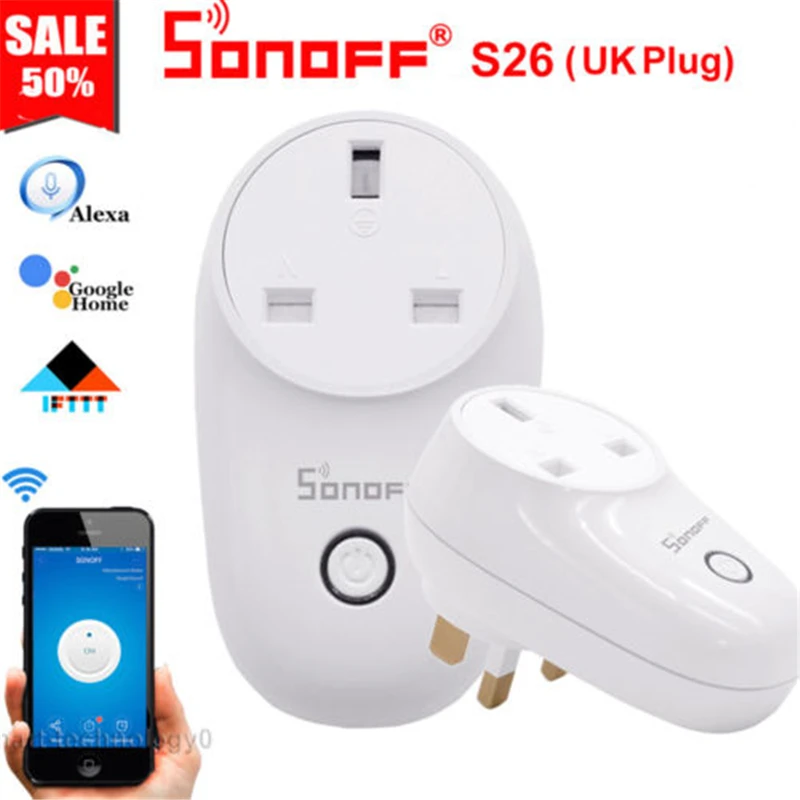 

SONOFF S26 EU (E/F) WIFI Smart Plug Power Socket Switch TFTTT WIFI Smart Power Socket Wireless Plug Timer for Alexa Google Home