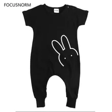 FOCUSNORM/популярный хлопковый повседневный комбинезон с короткими рукавами и кроликом для новорожденных мальчиков и девочек длинные штаны комбинезон