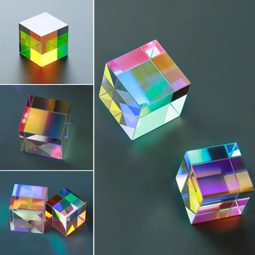 

Prism Six-Sided Bright Light Combine Cube Prism Stained Glass Beam Splitting Prism Optical Experiment Instrument