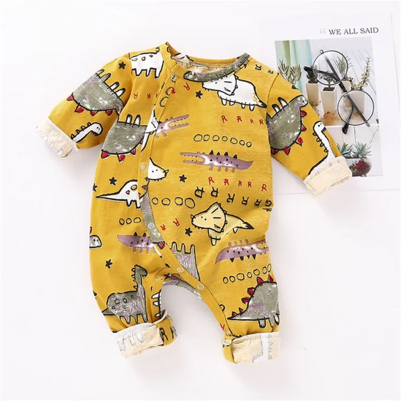 

0-18M Newborn Kids Baby Boys Girls Clothing Dinosaur Cartoon Romper Elegant Long Sleeve Jumpsuit Cute lovely outfits Clothes