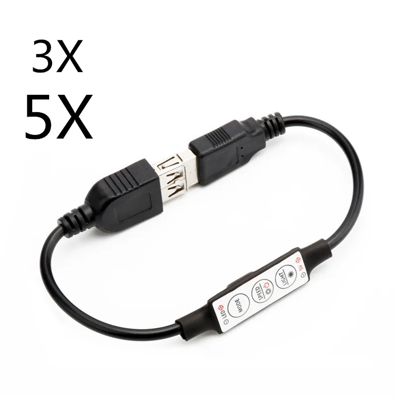 

CLAITE 3pcs 5pcs Mini USB LED Controller Brightness Dimmer 3 Keys Remote Control for 5050 3528 Single Color Strip Light