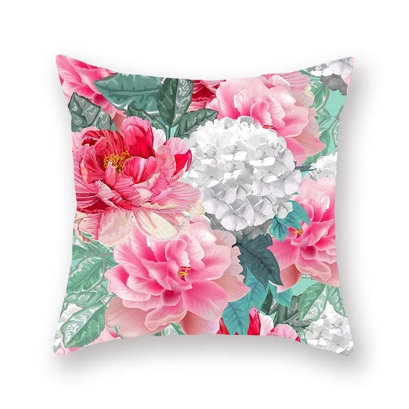 

Sofa Cushion Cover Summer Flower Black And White Color Plant Pillowcase Pillow Case Protector For Car Chair Bed Seat Home Decor