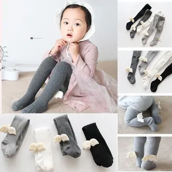 

Autumn Winter Baby Girls Tights Princess Knee High Bow Toddler Girls Tights With Wing Cute Long Striped Soft Cotton Baby Tights