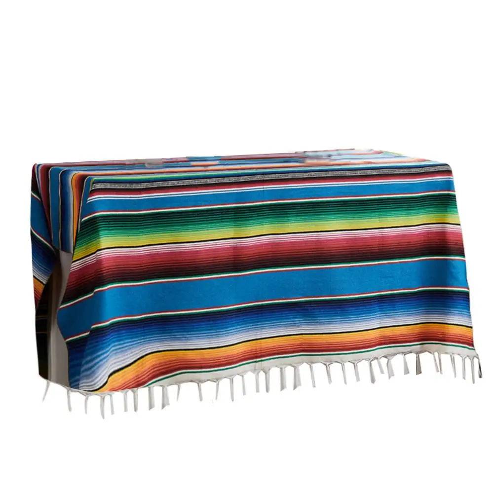 Beach Blanket National Style Dust Cloth Handmade Rainbow Blanket Family Tapestry Beach Picnic Mat Sofa Bed Cloth Household Decor