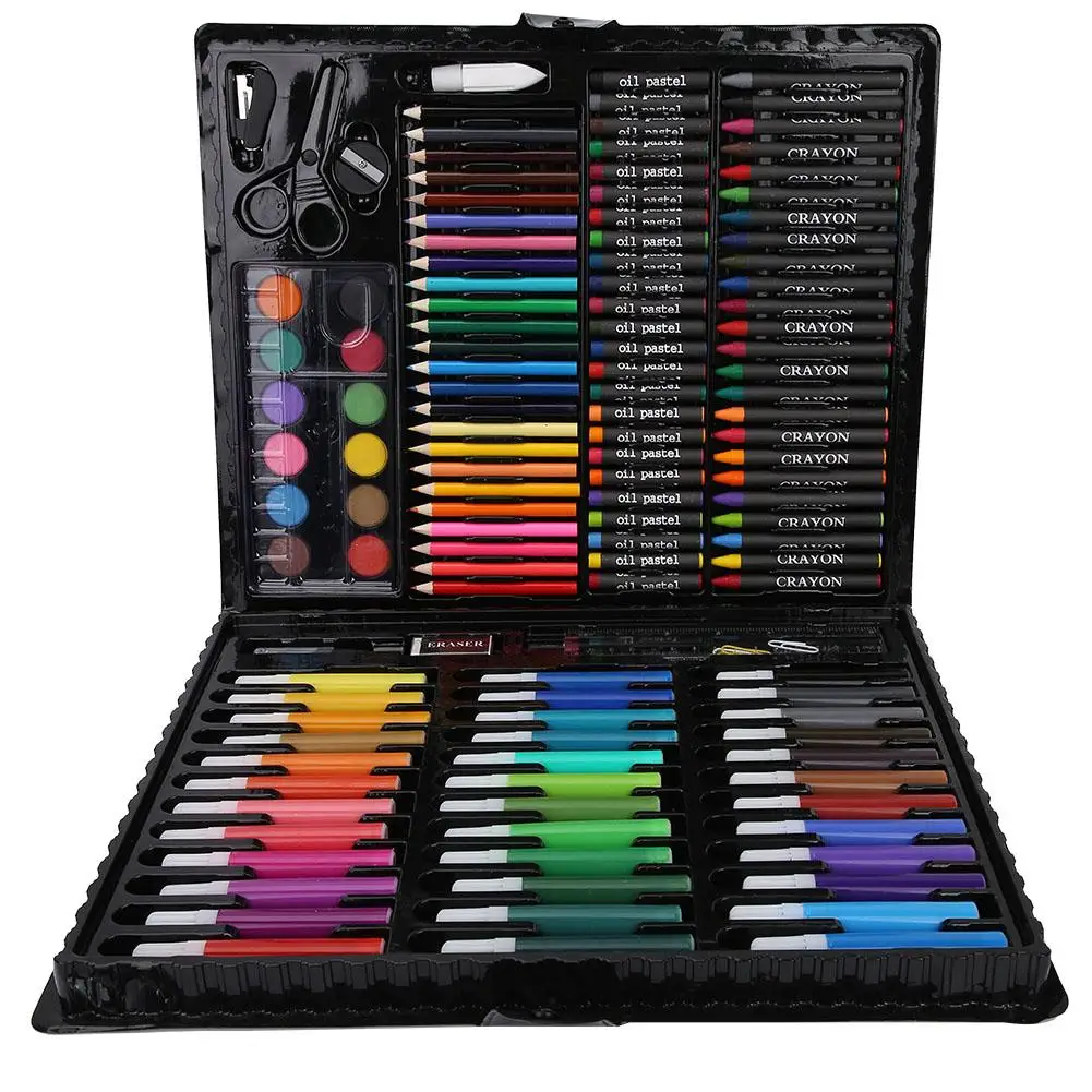 

150pcs Kids Drawing Toys Set Colorful Children Colorful Crayons/Oil Pastels/Color Pencils/Watercolor Pigment Drawing Pen Set