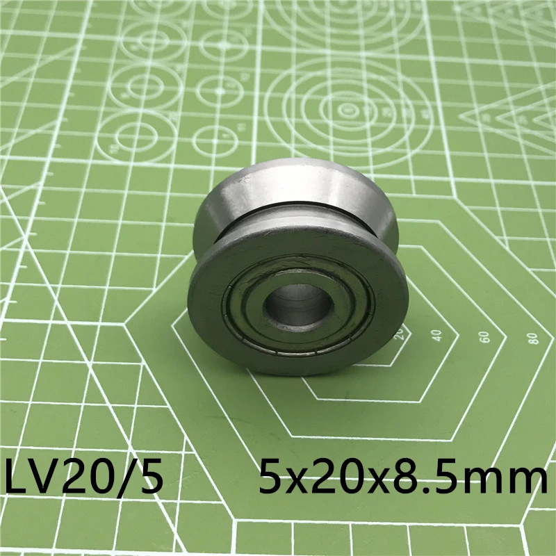 

2023 Promotion Direct Selling V Groove Guide Roller Bearings Lv20/5 Zz Rv20/5-10 5x20x8.5mm (precision Double Row Balls) Abec-5