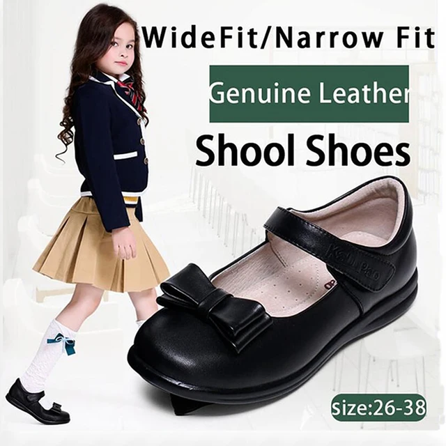 KALUPAO Children School Uniform Shoes Girls Dress Shoes bowtie Black