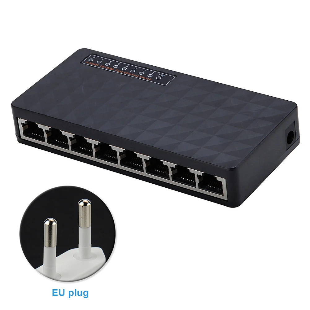 Светодиодный индикаторы 10/100 Мбит/с станция сетевого коммутатора Ethernet 8 порты и разъёмы изысканный адаптер быстро