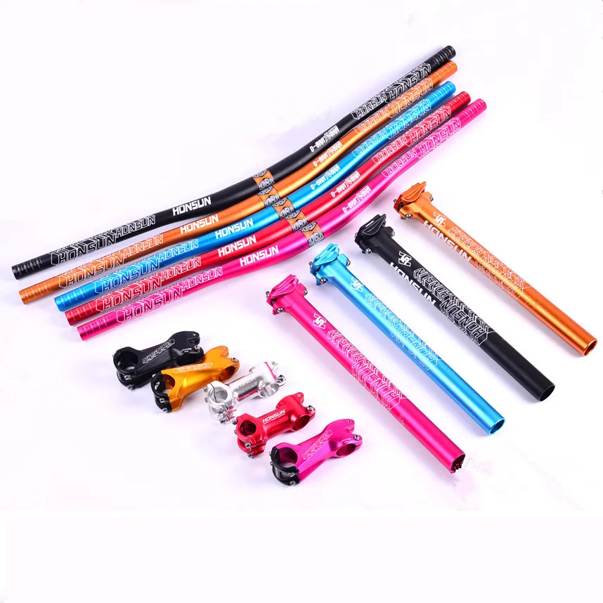 

3pieces Mountain Bike Handlebar Aluminium Alloy MTB Bike Handle Road Bicycle Handlebar +stem +seatpost 31.8*780mm Bicycle Parts