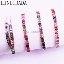 8 шт Популярный смешанный цвет микро проложить цвет ful CZ теннисная цепочка браслет для девочек или женщин Подарки