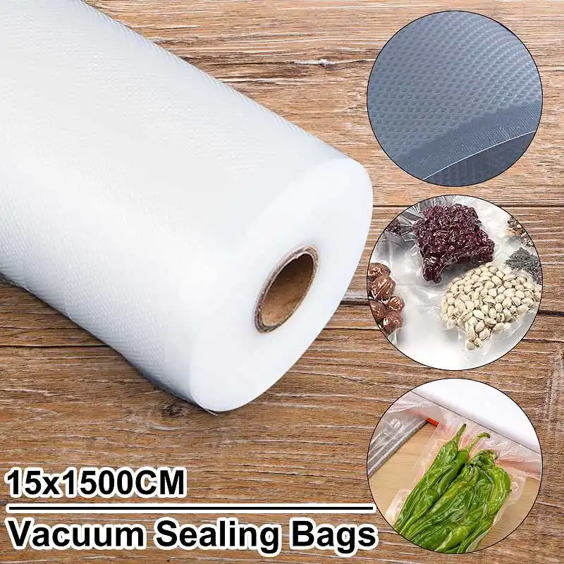 

6 x 50 Rolls Vacuum Sealer Bags Reusable Storage Bag Food Saver 15x1500cm Food Processor Parts