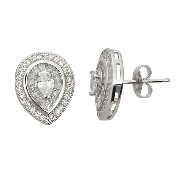 YGI SSE358 серебро Micropave груша Стад|Серьги| |