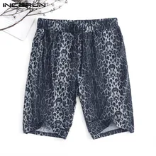 Модные мужские шорты с леопардовым принтом дышащие шорты с карманами на шнурке уличная одежда свободные мужские повседневные шорты INCERUN