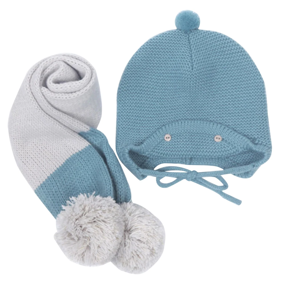 

2PCS Baby Wool Hat and Scarf Set Warm Portable Winter Autumn Knitted Cap and Scarf for Kids Toddler Children