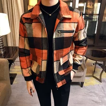 Клетчатая куртка мужская Корейская версия весной и осенью спорта и отдыха японский тонкий молодежный студенческий шерстяной пиджак
