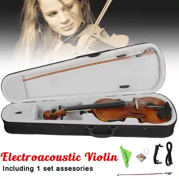 

Maple Wooden 4/4 Full Size Electro-Acoustic Violin Fiddle With Case Bow Set Maple Solid Wood Perfect for Beginners Players