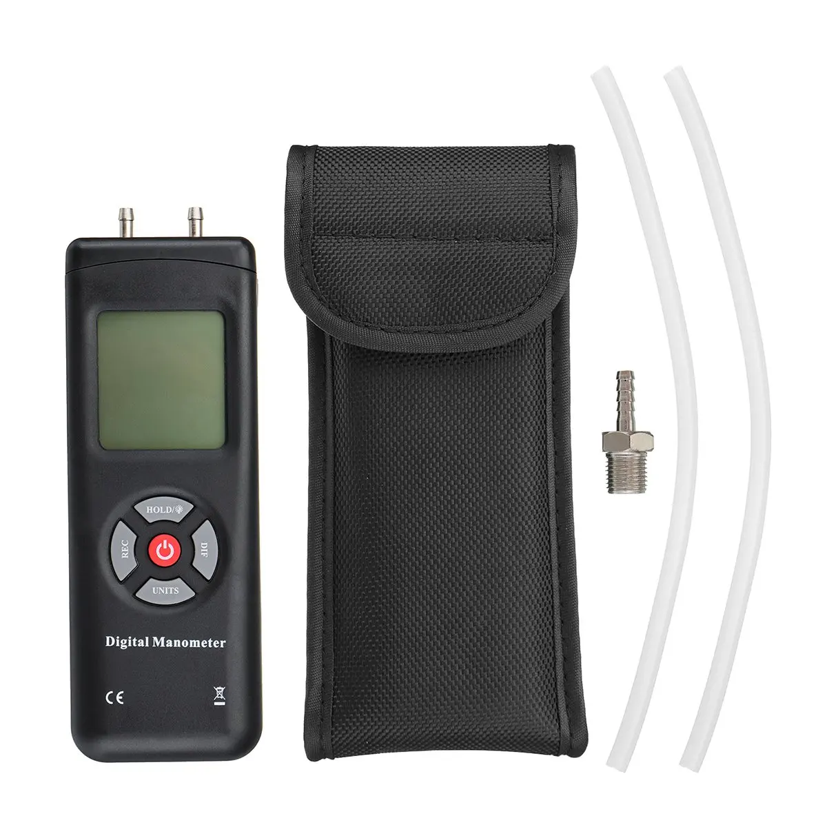 Handheld Digital Manometer Portable Pressure Gauge LCD Screen Air Gas Pressure Meter Tester Measuring Tools Kit Pouch Backlight
