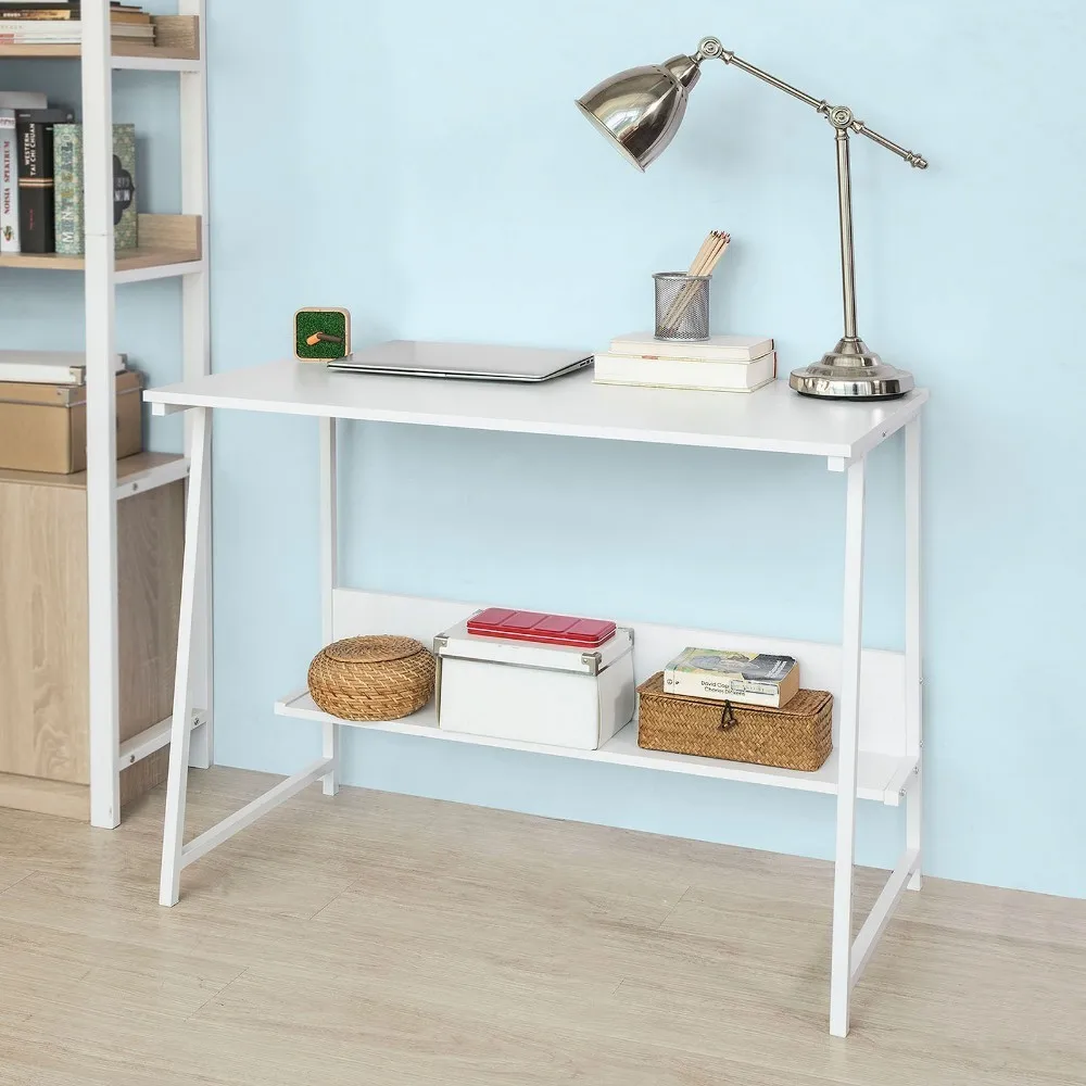 

SoBuy FWT34, Home Office Table Desk Computer Desk Computer Workstation with Storage Shelf