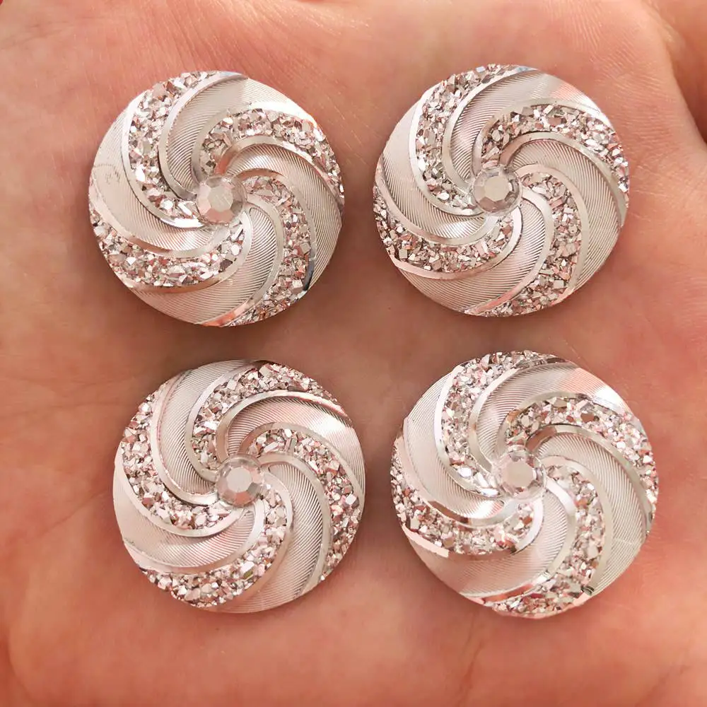 

6pcs 25mm Resin Silver 3D Whirlwind Flatback Rhinestone Child Scrapbook Wedding DIY F318