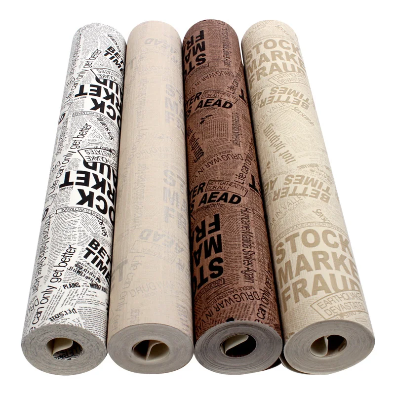 

Rustic Vintage 3d Faux Newspaper Wallpaper Roll Vinyl Pvc Industrial Loft Wall Paper For Liveing Room Bedroom Tv Background