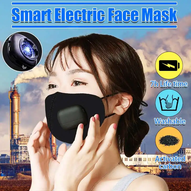 

Smart Electric Face Dust Mask Air Purifying Anti Dust Pollution PM2.5 With Breathable Valve Workplace Safe Fresh Air Supply
