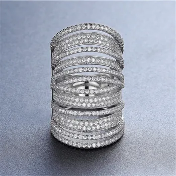 

Huitan Vintage Cocktail Party Ring with Tiny Brilliant Cubic Zirconia Pave Setting Luxury Jewelry Fashion Rings for Women