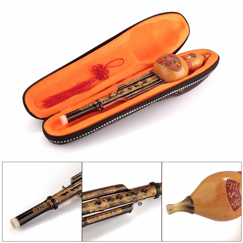 

Bamboo Plastic Chinese Hulusi Traditional Gourd Cucurbit Flute Bb Yunnan Professional Ethnic Musical Instrument Chinese Knot