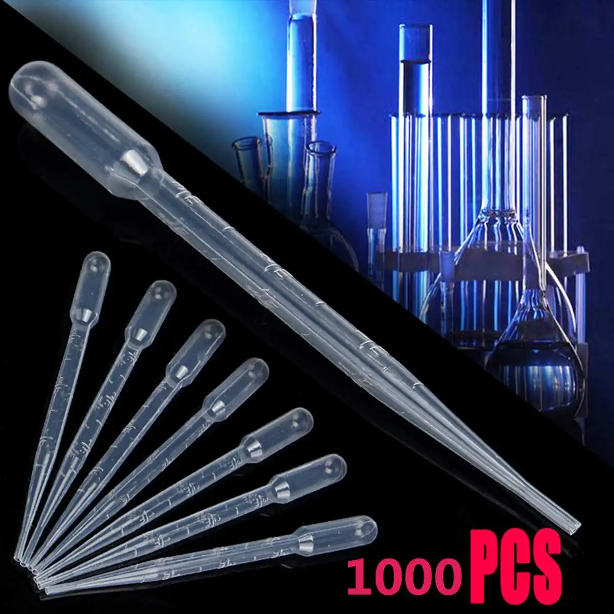 1000pcs/set 3ml Plastic Eye Dropper Pipette PE Plastic Dropper