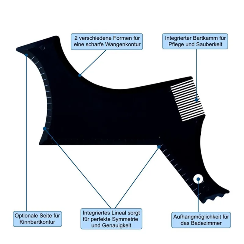 Perfect Beard Comb for Men's Face Care Transparent Black Stencil Comb Shaper for Beard Styling Beard Shaping Tool Liner Template Perfect Beard Comb for Men's Face Care Transparent Black Stencil Comb Shaper for Beard Styling Beard Shaping Tool Liner Template