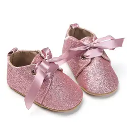 Для малышей из искусственной кожи модные блестящие обувь для девочек блёстки мягкая подошва принцессы кроватки удобные Prewalker 3 цвето