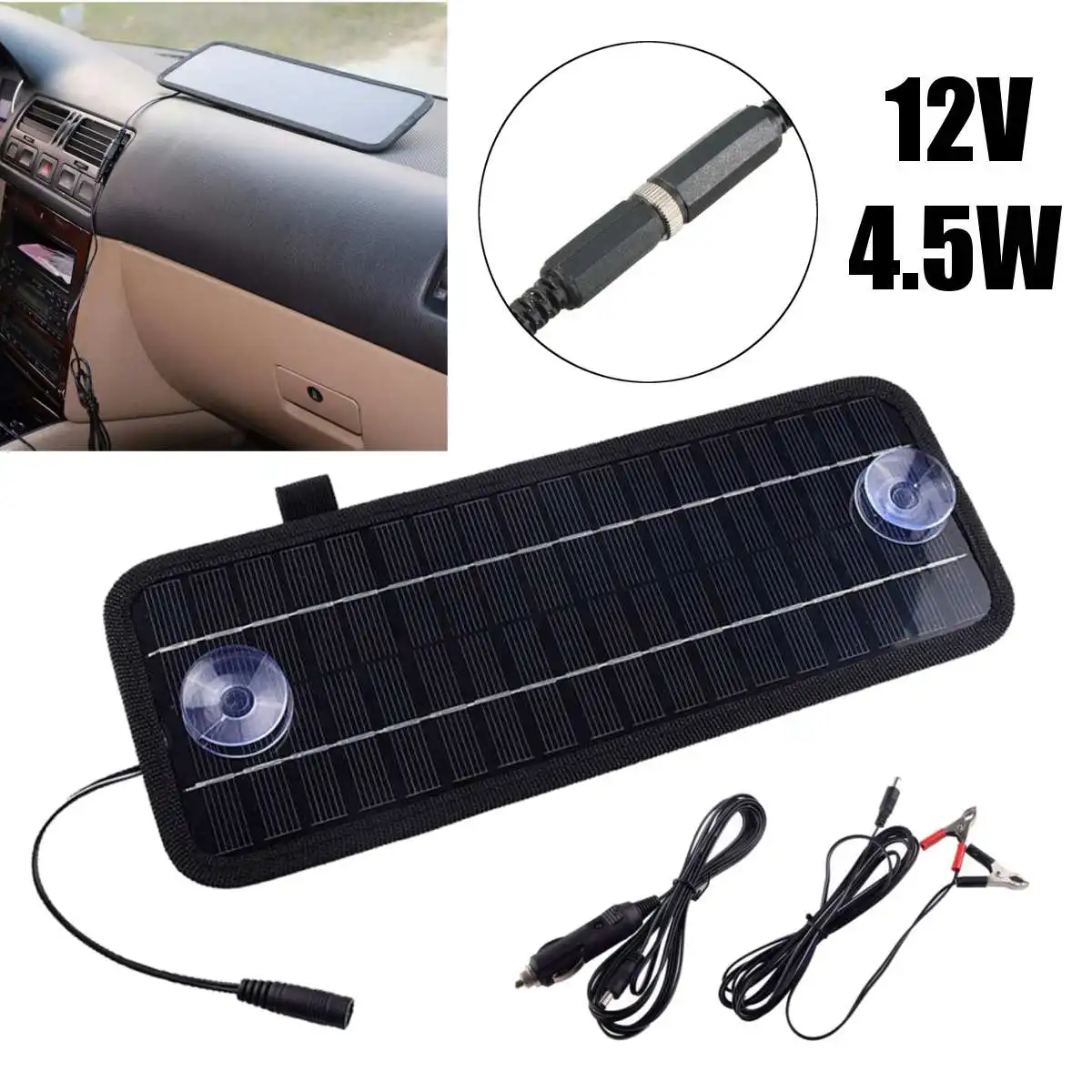 

LEORY 12V 4.5W Solar Panel Portable Monocrystalline Solar Charger Module For Car Automobile Boat Rechargeable Power New