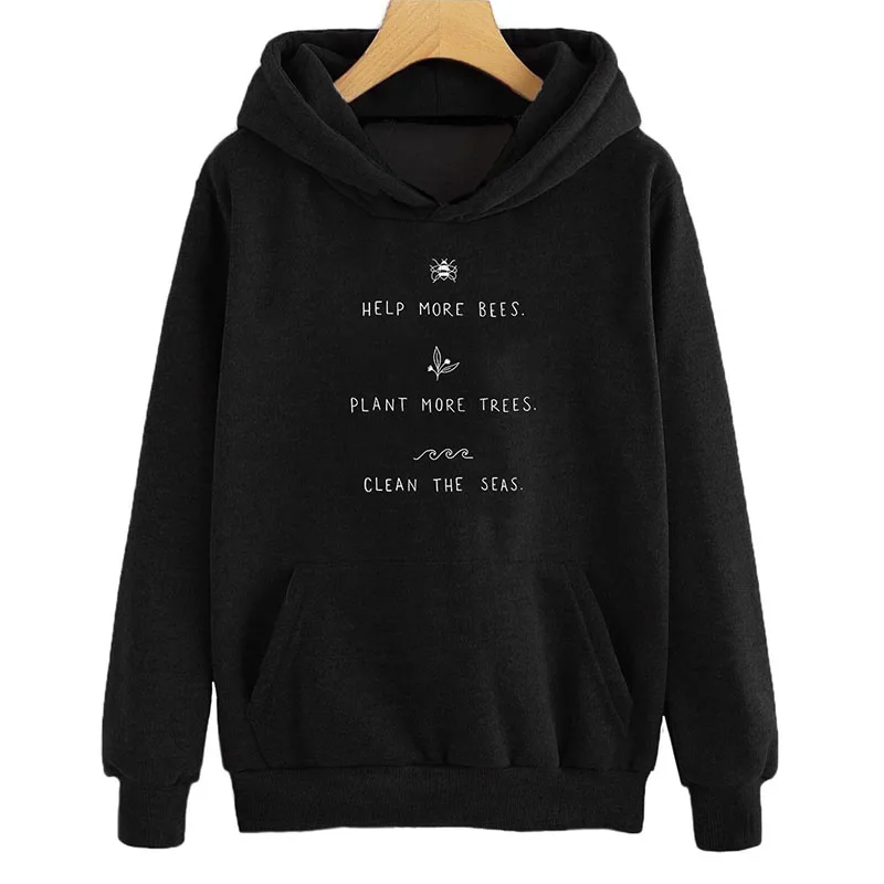 

Help More Bees Harajuku Hoodie Womens Hoodies Pullover Love Pink Oversized Hoodie Clothes Plan More Trees Winter Outerwear Tops