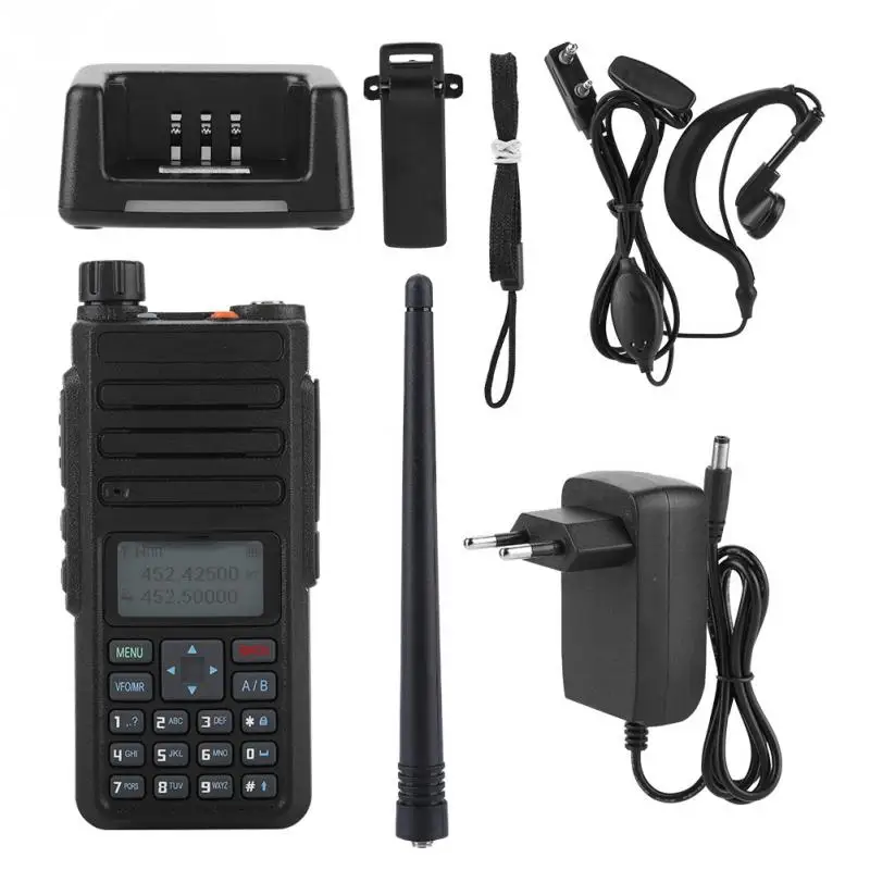 

Two-way Waterproof DM-1801 100-240V Protable Wireless Dual Frequency VHF/UHF Interphone Radio Transceiver EU Plug 2019 New