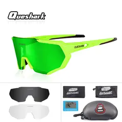 Queshark Professional 3 объектив/комплект TR90 кадр HD зеркальные поляризованные велосипедные очки большой Размеры очки, спортивные очки