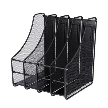 

4 Slots Metal Magazine Book File Stand Organizer Sorter Vertical Holder Office Document Holder