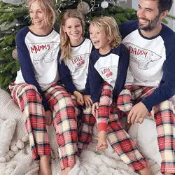 Новинка 2018 года, одинаковые пижамы для всей семьи для взрослых, женщин и детей, одежда для сна, пижамный комплект, повседневные
