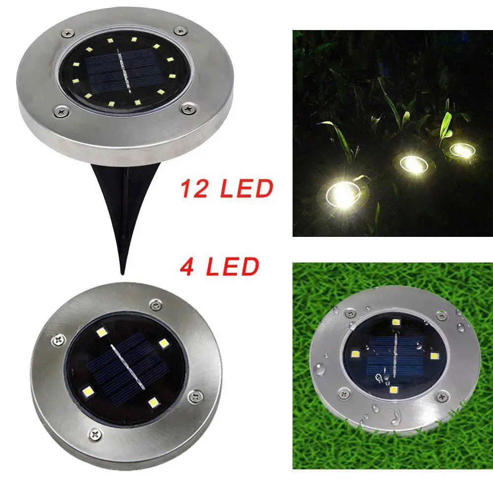 

1PC/4pcs Solar Ground Light Home Garden Waterproof Lamp Pathway Deck Buried Lights 12 LEDs for Path Way Garden Yard Lawn Road