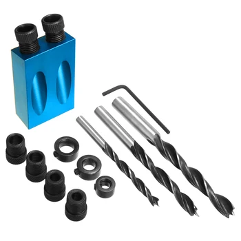 

14pcs/set 15 Degree Angle Joint Pocket Hole Jig Screw Kit with 6/8/10mm Angle Drill Set for DIY WoodWorking Set Drill Bit