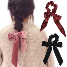 Vintage mujeres pelo bufanda DIY Bowknot Streamers Scrunchies coleta titular de las cuerdas de pelo Sweet Girls Hair Ties para niñas boda