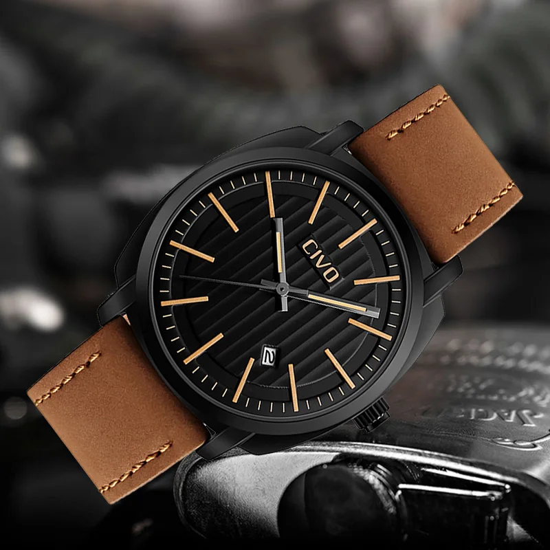 

CIVO Fashion Men'S Sports Wrist Watch Waterproof Analogue Date Calendar Quartz Watch Men Simple Design Military Male Clock