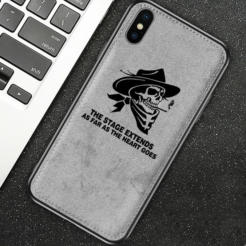 

Luxury Back Soft Skull Skeleton Cloth Case For Iphone 6 7 XR XsMax Full Cover For Iphone 6s 8 Plus X Xs Phone Fitted Shell