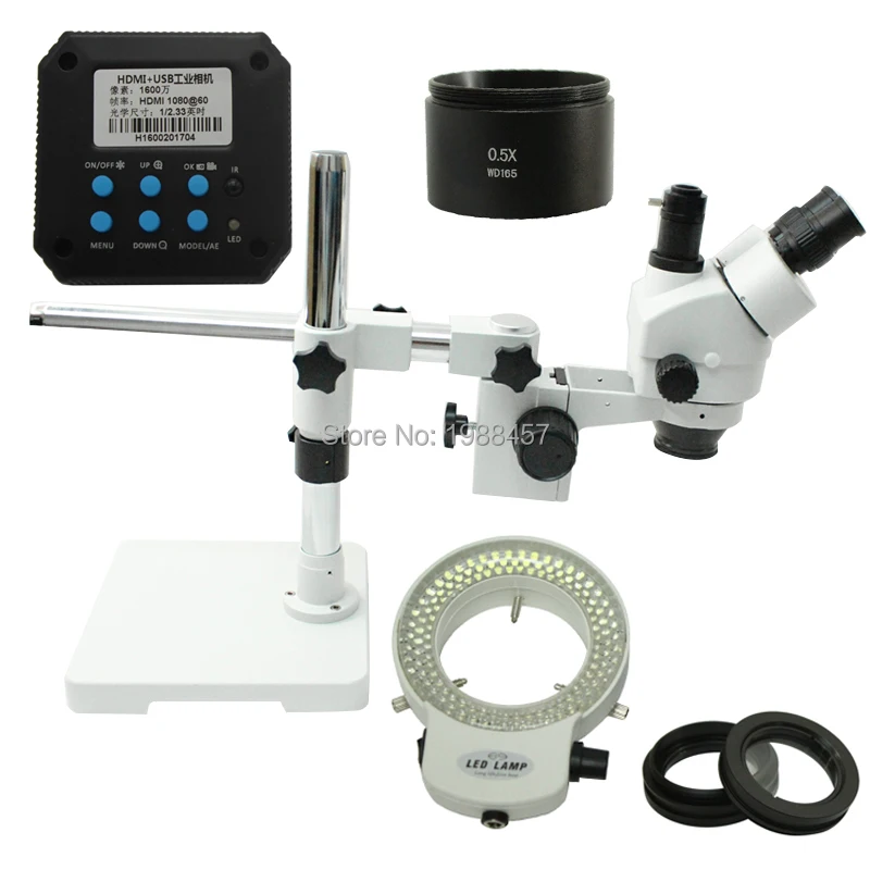 

20MP three eye synchronous stereoscopic microscope HDMI/USB video industrial camera mobile phone maintenance 360 degree rotating