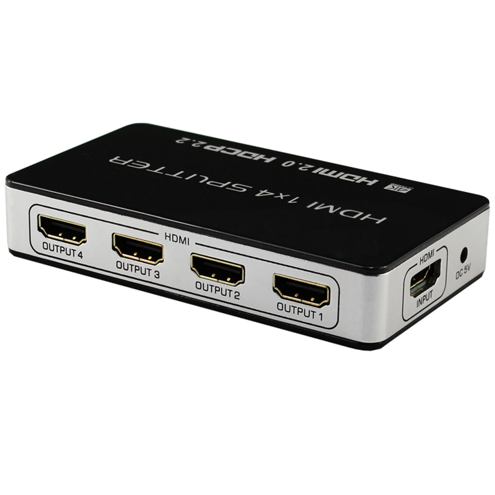 Hdmi Splitter 1X4 4K@60Hz Uhd Hdcp 2.2 Split Repeater Switch Box Input 4 Output Hdmi 2.0 For Hdtv Ps3 Dvd Stb