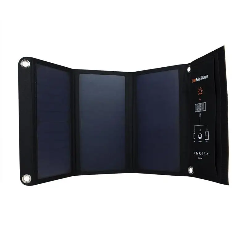 

ALLOYSEED 21W Portable Solar Panel Charger Foldable 2 USB Output Power Bank for iPhone Samsung Phone Solar Cells Panel Charging