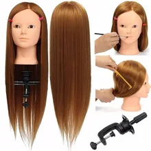 24 Polegada 100% fibra de alta temperatura estilo cabelo manequim cabeça loira cabelo longo penteado cabeleireiro formação boneca